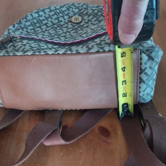 Tommy Hilfiger TH Graphic Brown Beige Backpack Purse - Picture 12 of 16